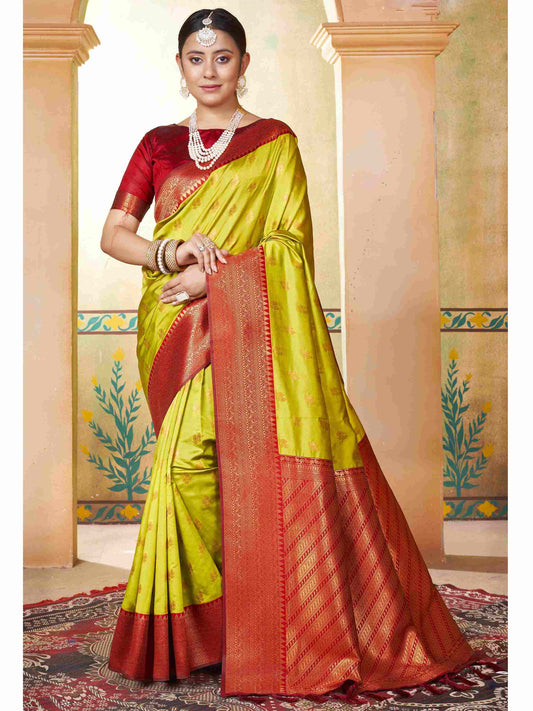Silk Saree Parrot Green