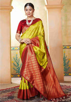 Silk Saree Parrot Green