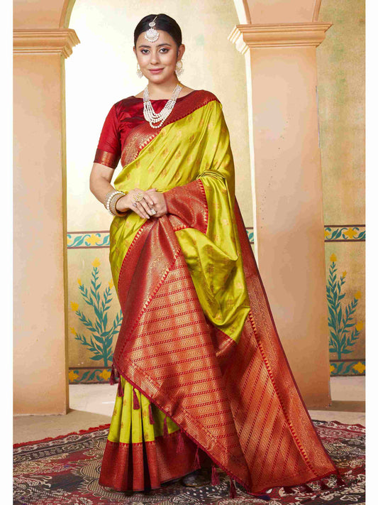 Silk Saree Parrot Green