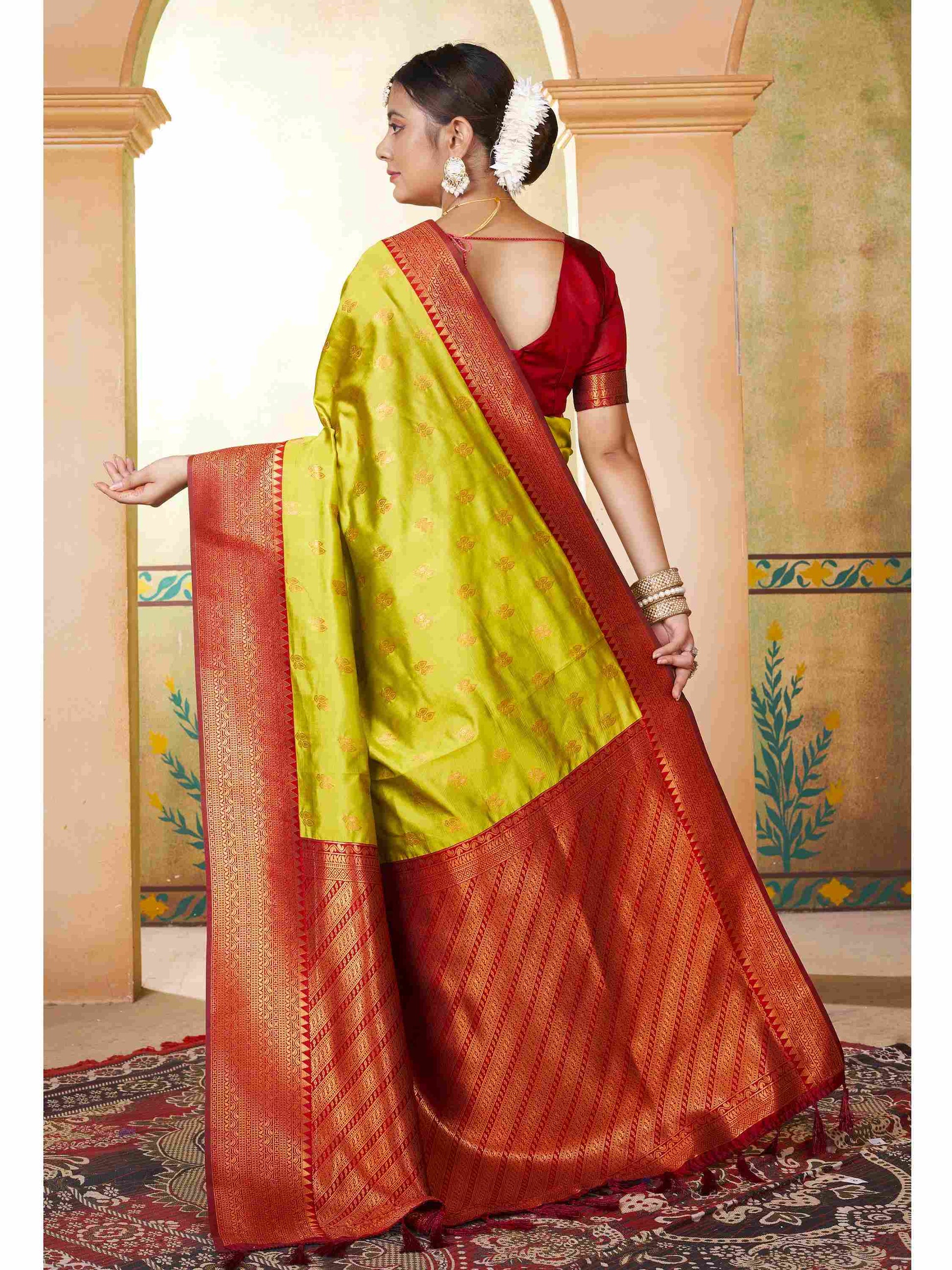 Silk Saree Parrot Green