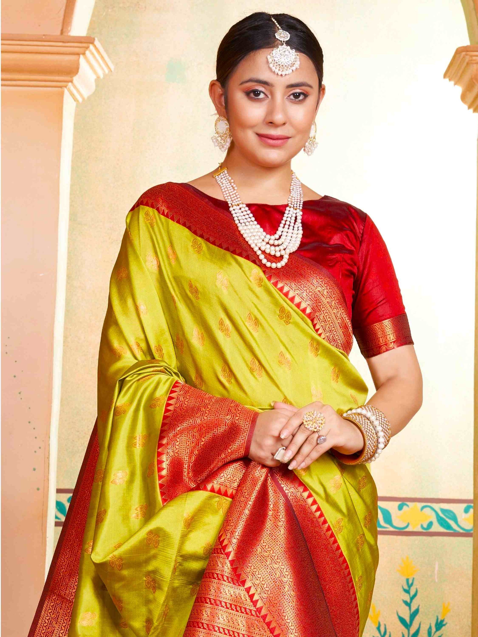 Silk Saree Parrot Green