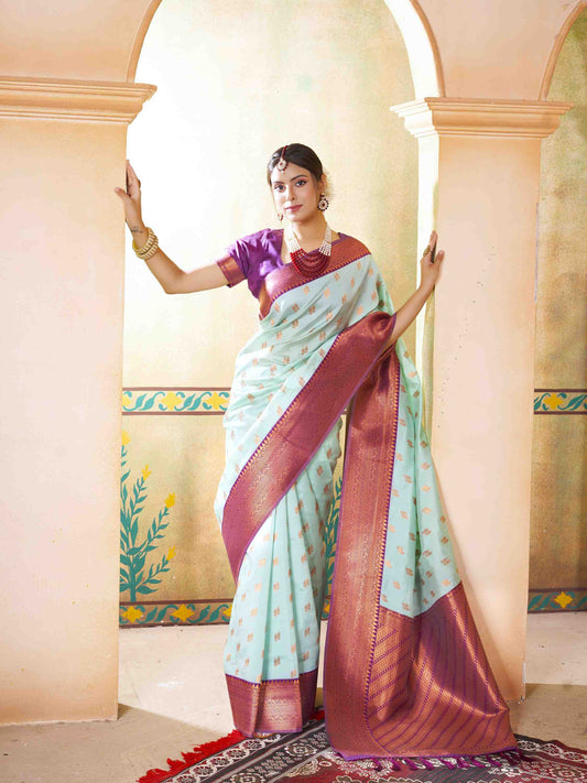 Silk Saree Sea Green