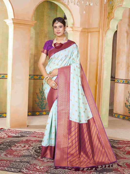 Silk Saree Sea Green