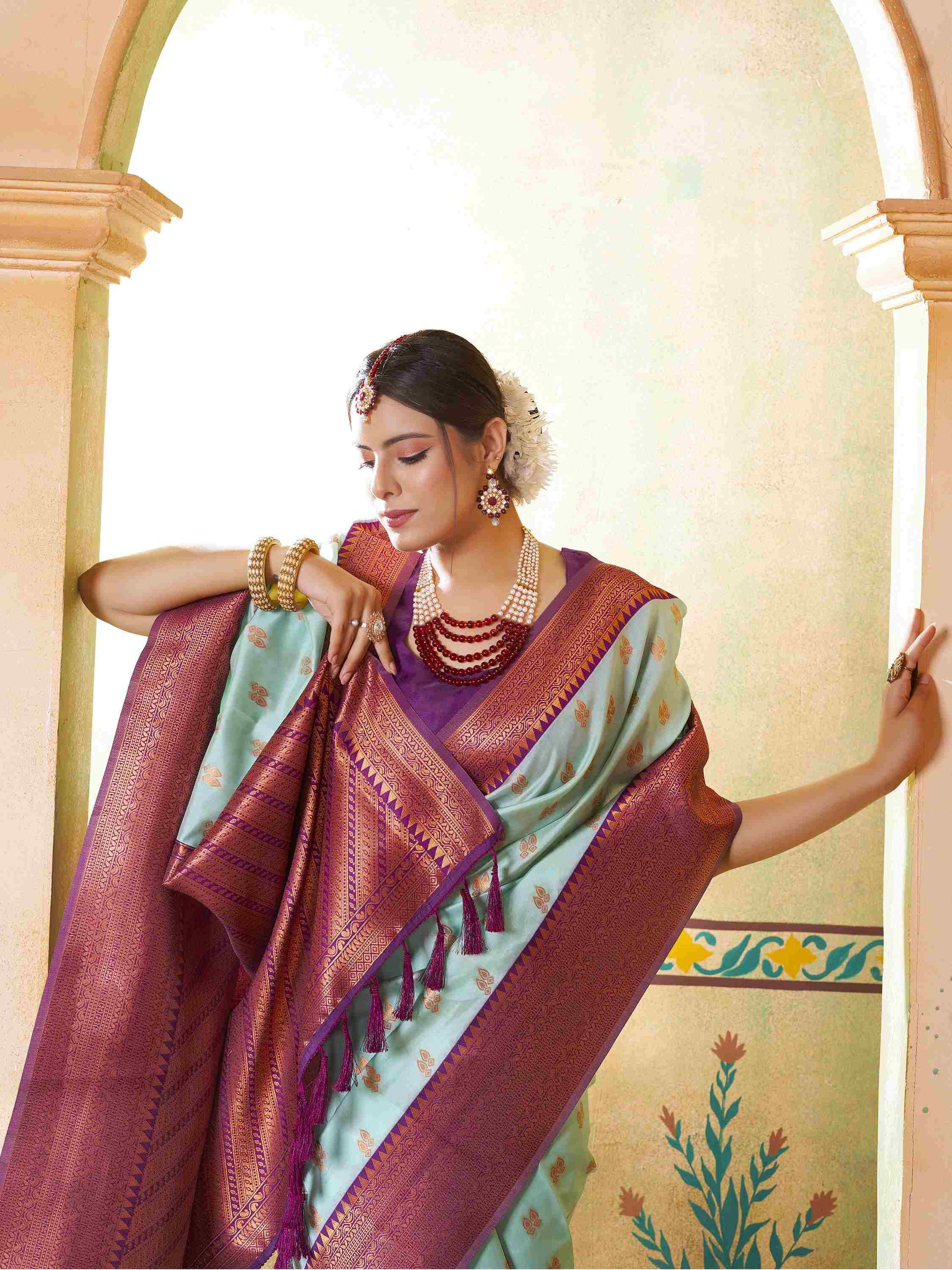 Silk Saree Sea Green