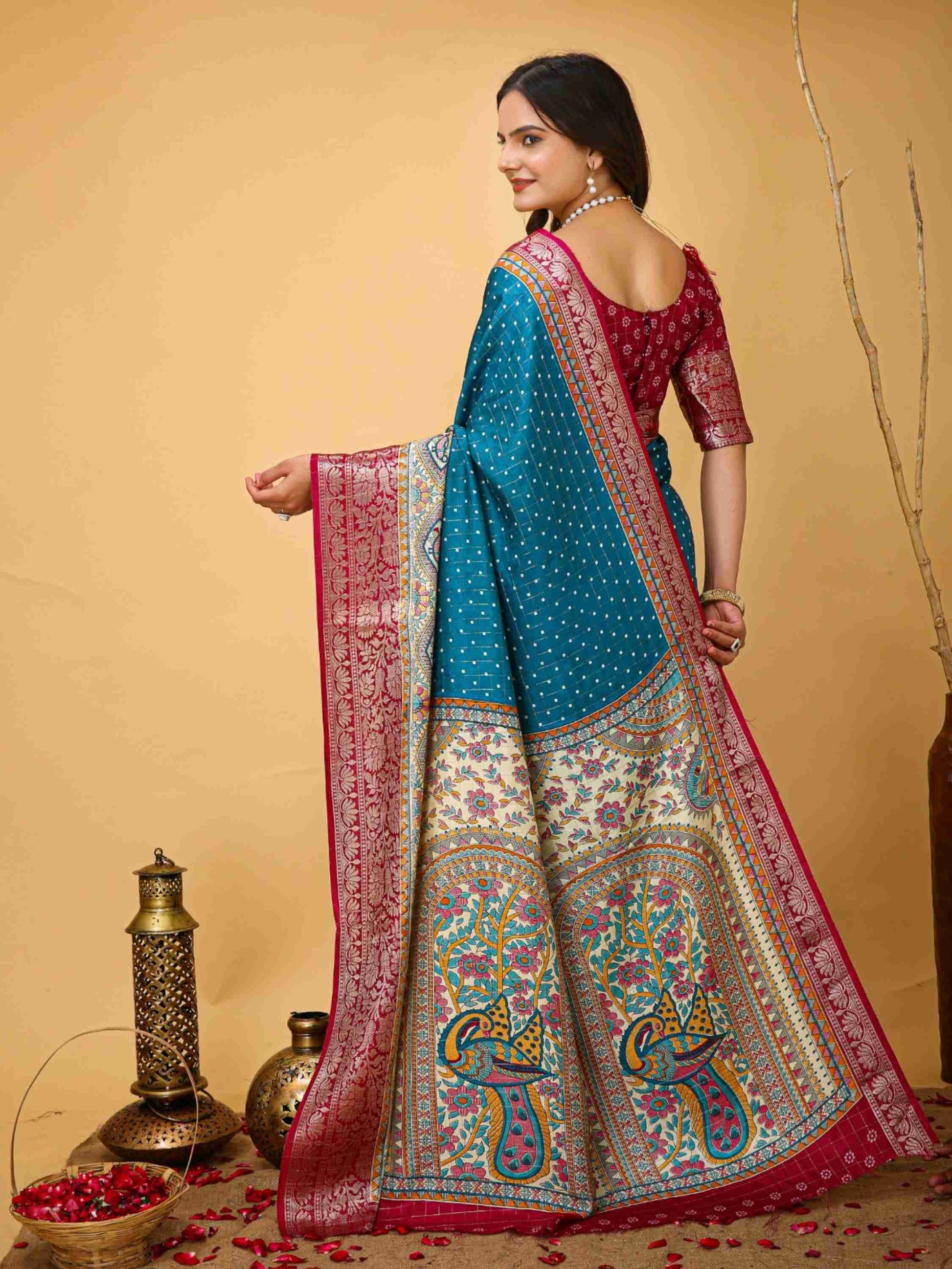 Sky Blue Dola Silk Cotton Saree