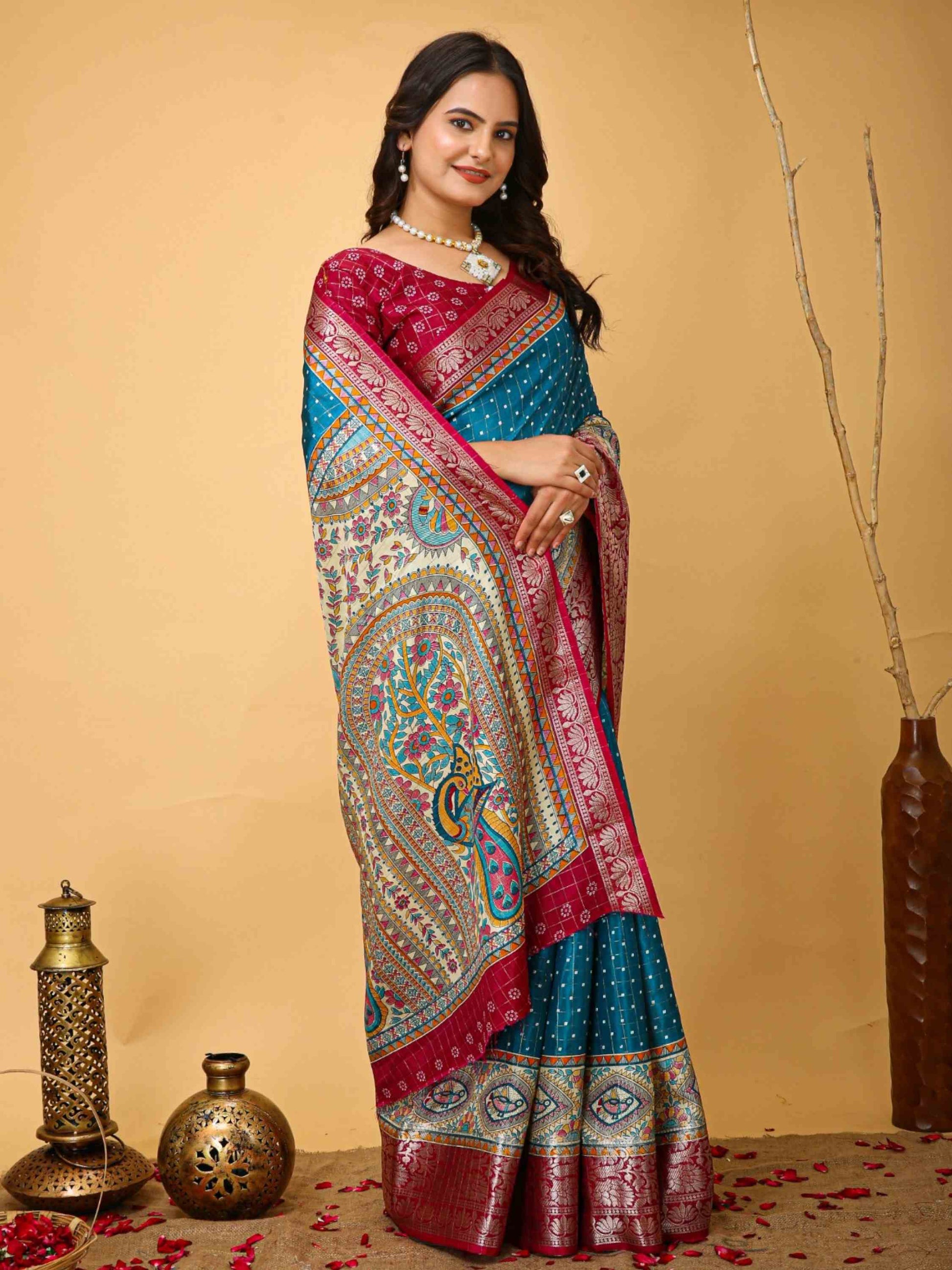 Sky Blue Dola Silk Cotton Saree