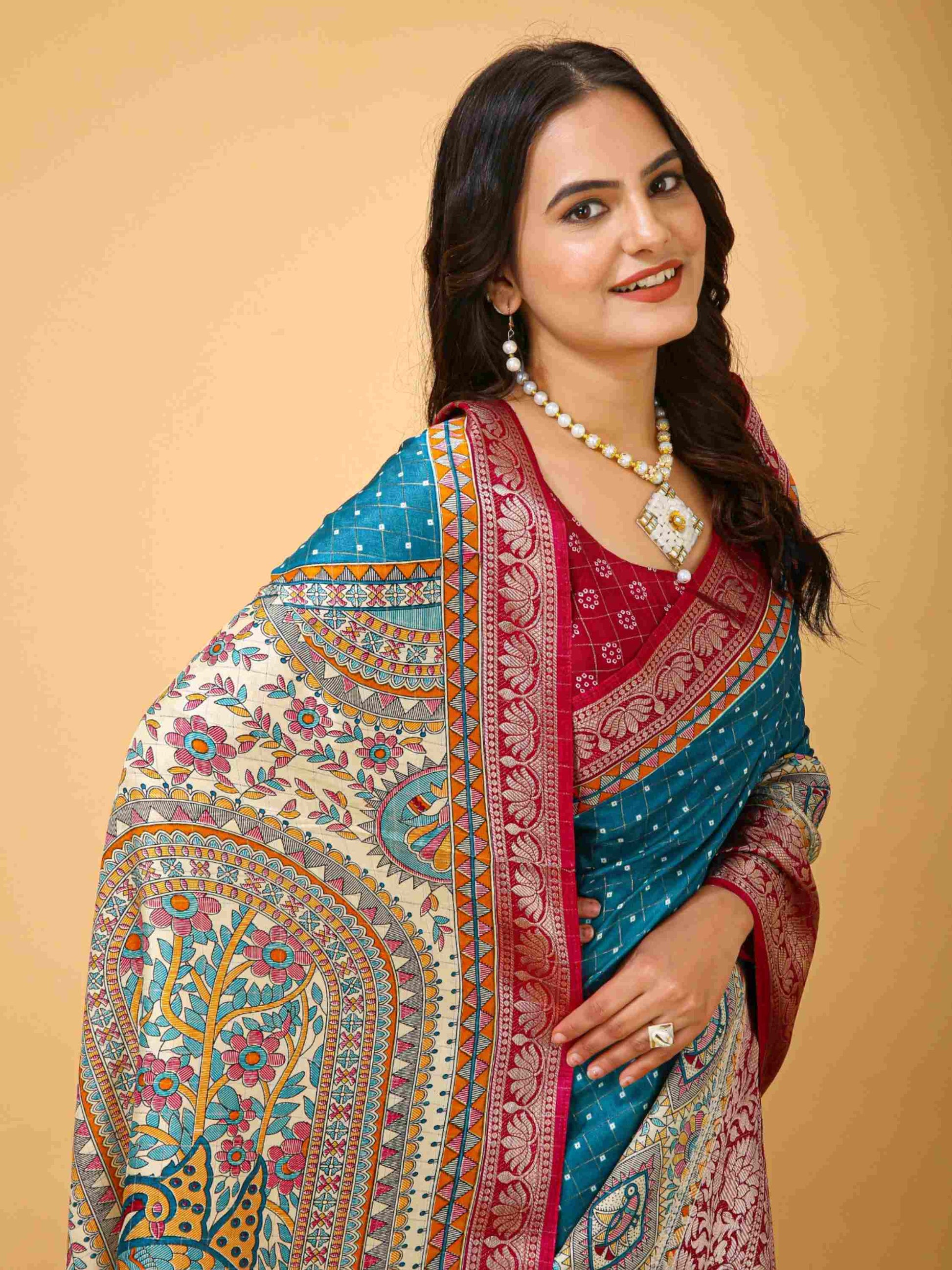 Sky Blue Dola Silk Cotton Saree