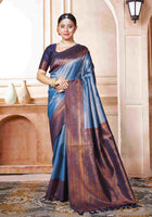Sky Blue Kanchipuram Silk Saree