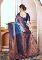 Sky Blue Kanchipuram Silk Saree