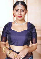 Sky Blue Kanchipuram Silk Saree