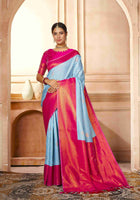Sky Blue Kanjivaram Silk Saree