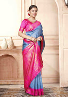 Sky Blue Kanjivaram Silk Saree