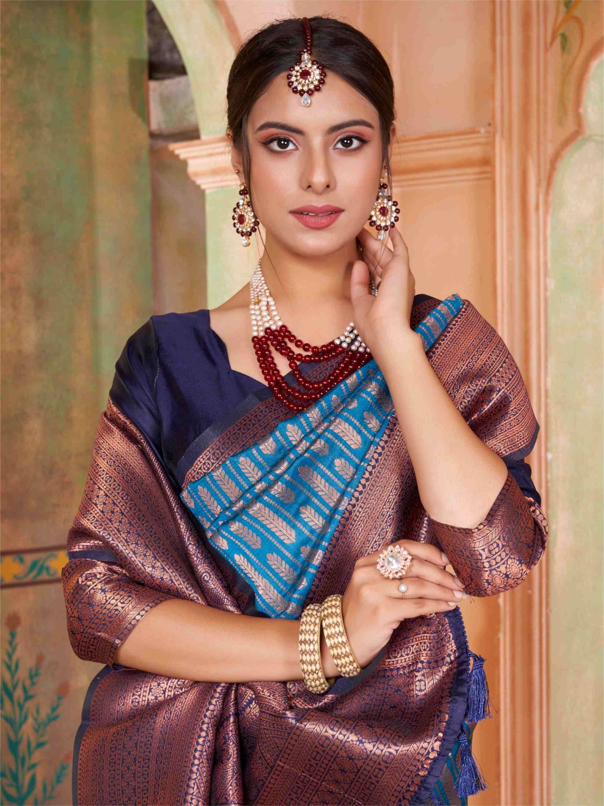 Sky Blue Kanjivaram Silk Saree