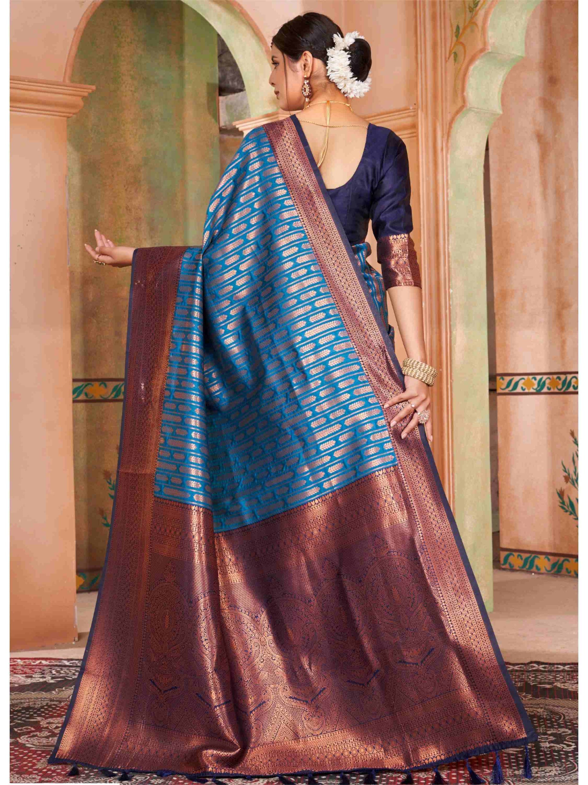 Sky Blue Kanjivaram Silk Saree