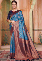Sky Blue Kanjivaram Silk Saree