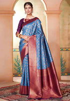 Sky Blue Kanjivaram Silk Saree