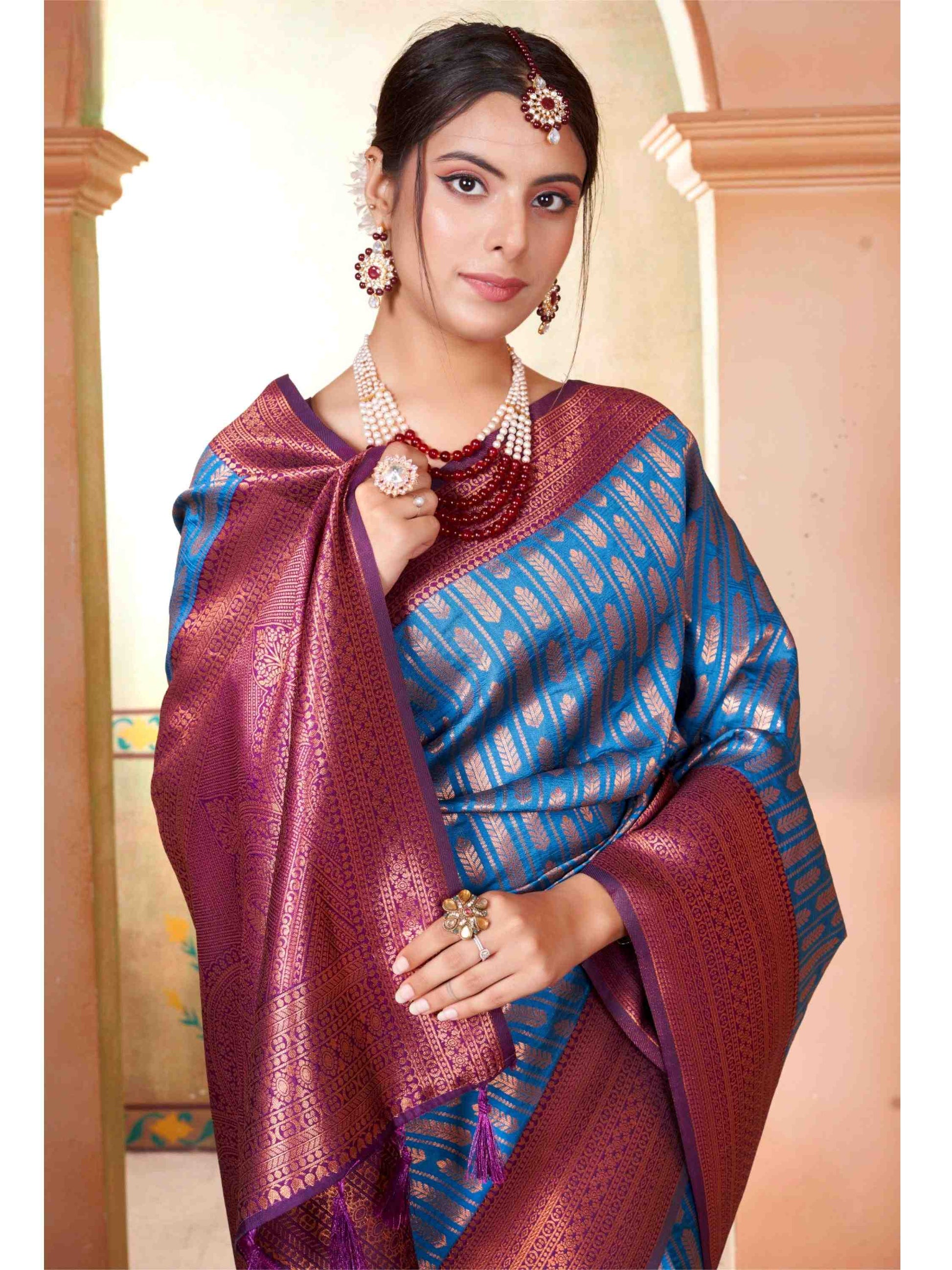 Sky Blue Kanjivaram Silk Saree