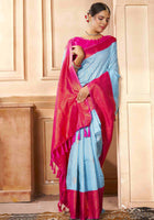 Sky Blue Kanjivaram Silk Saree