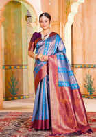 Sky Blue Kanjivaram Silk Saree