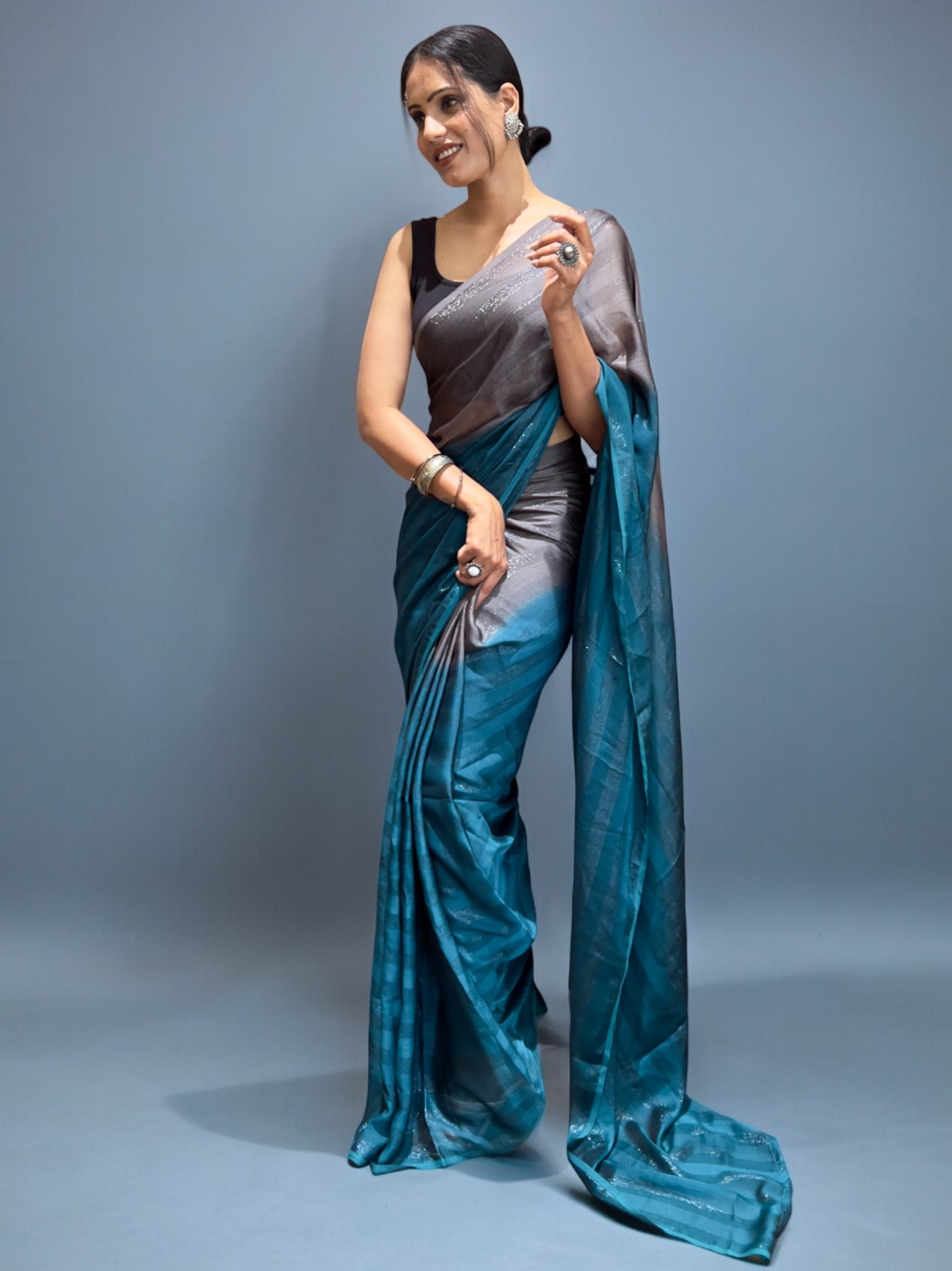 Sky Blue Ready-to-Wear Saree