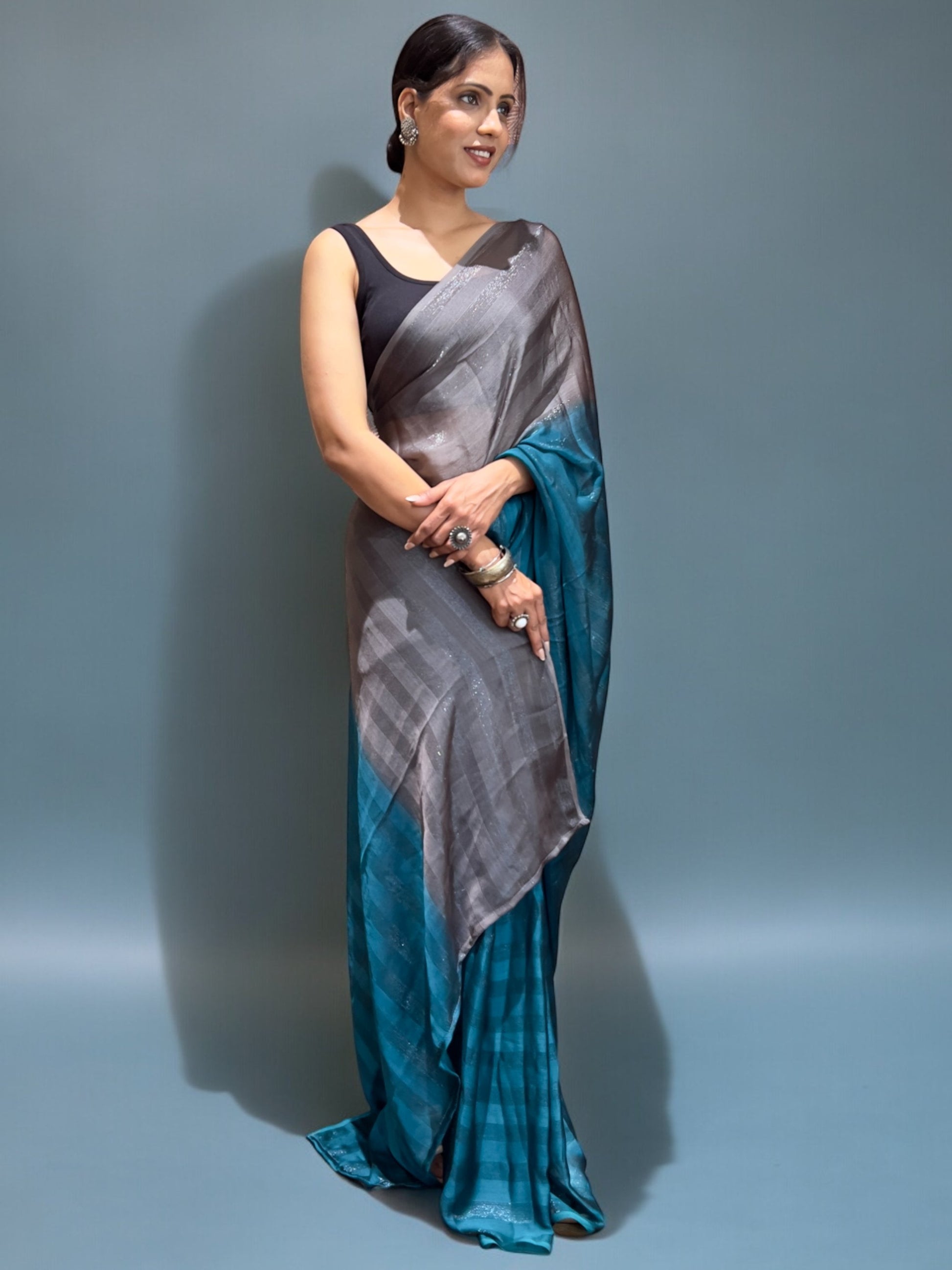 Sky Blue Ready-to-Wear Saree