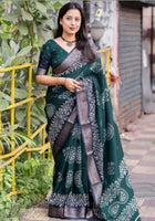 Teal Blue Dola Silk Cotton Saree