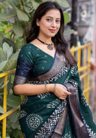 Teal Blue Dola Silk Cotton Saree