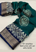 Teal Blue Dola Silk Cotton Saree