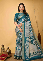 Teal Blue Handloom Cotton Saree