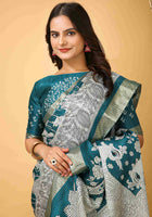 Teal Blue Handloom Cotton Saree
