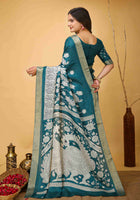 Teal Blue Handloom Cotton Saree