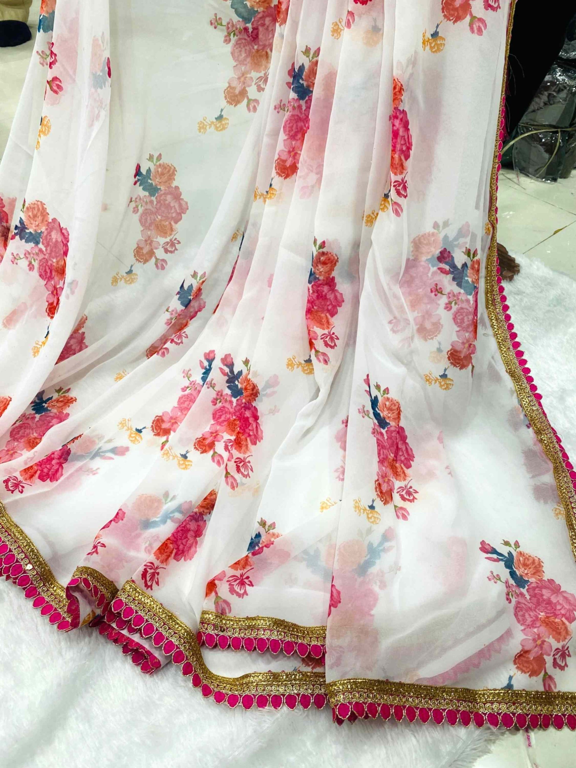 White Chiffon Saree