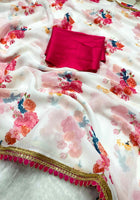 White Chiffon Saree
