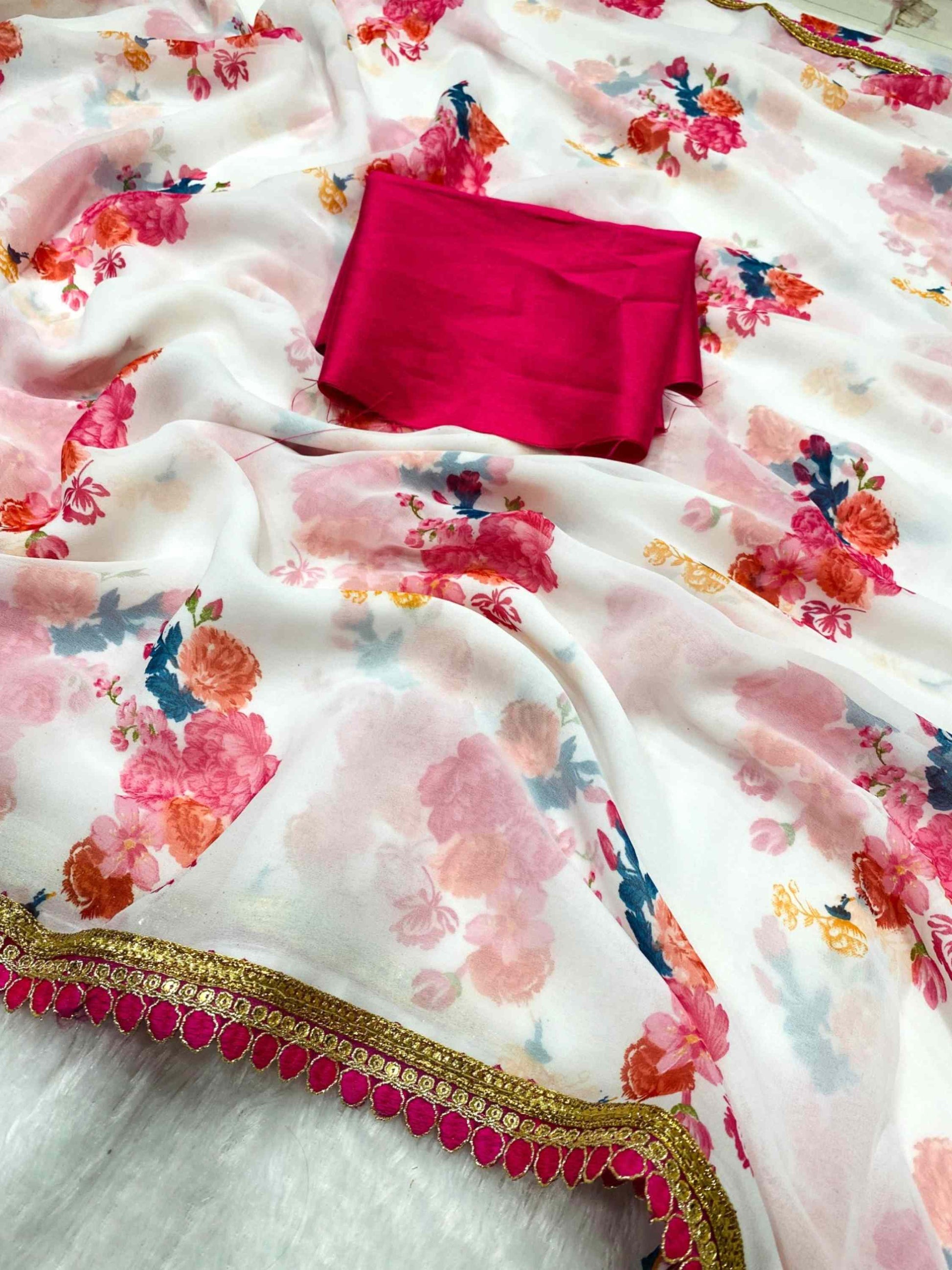 White Chiffon Saree