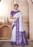 White Kanjivaram Silk Saree