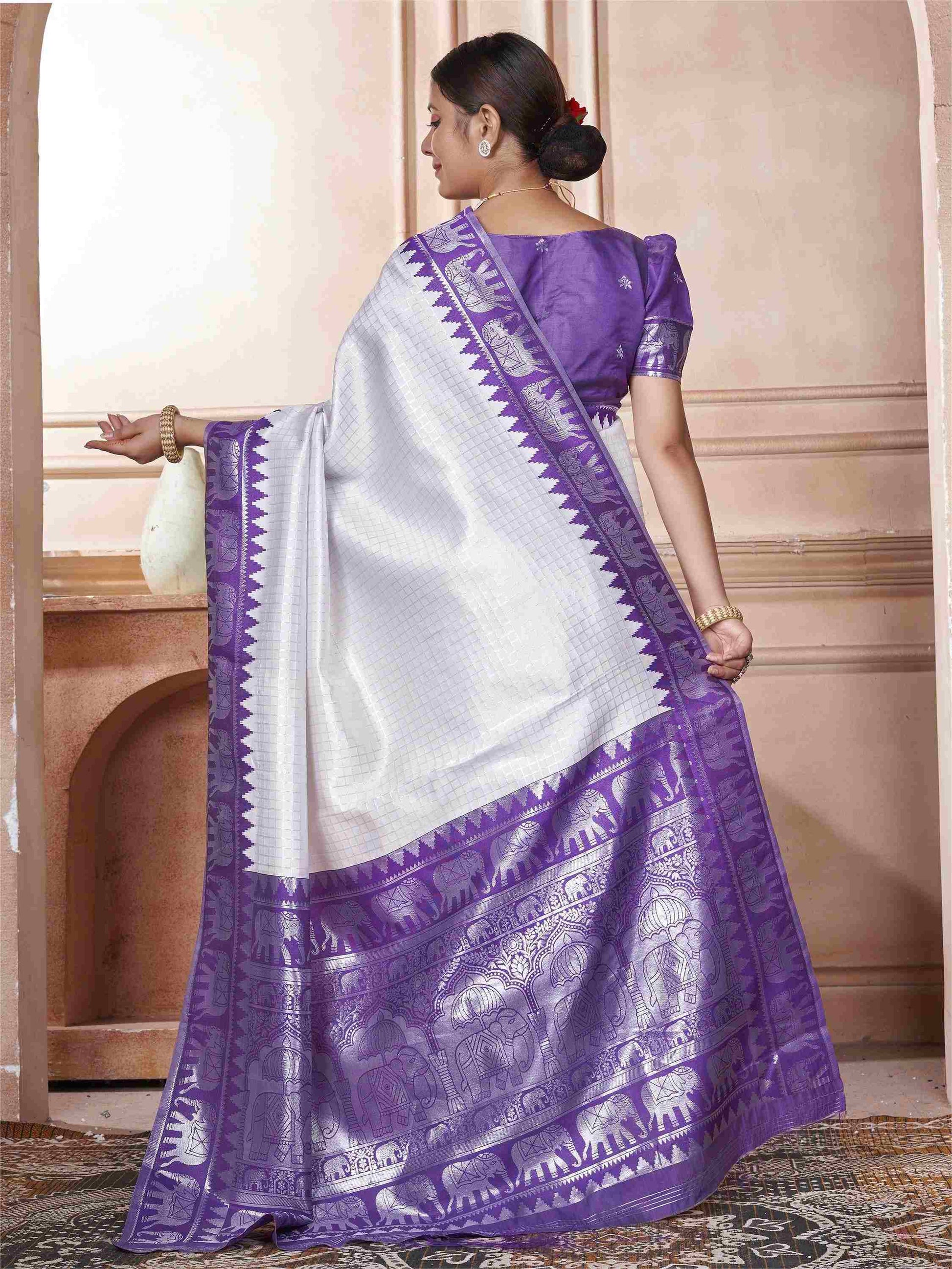 White Kanjivaram Silk Saree