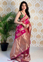 Wine Banarasi silk saree