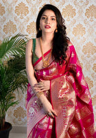 Wine Banarasi silk saree