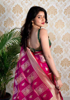 Wine Banarasi silk saree