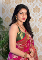 Wine Banarasi silk saree
