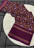 Wine Cotton Dola Silk Saree