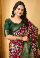 Wine Dola Silk Cotton Saree