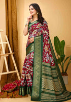 Wine Dola Silk Cotton Saree