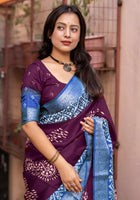 Wine Dola Silk Cotton Saree