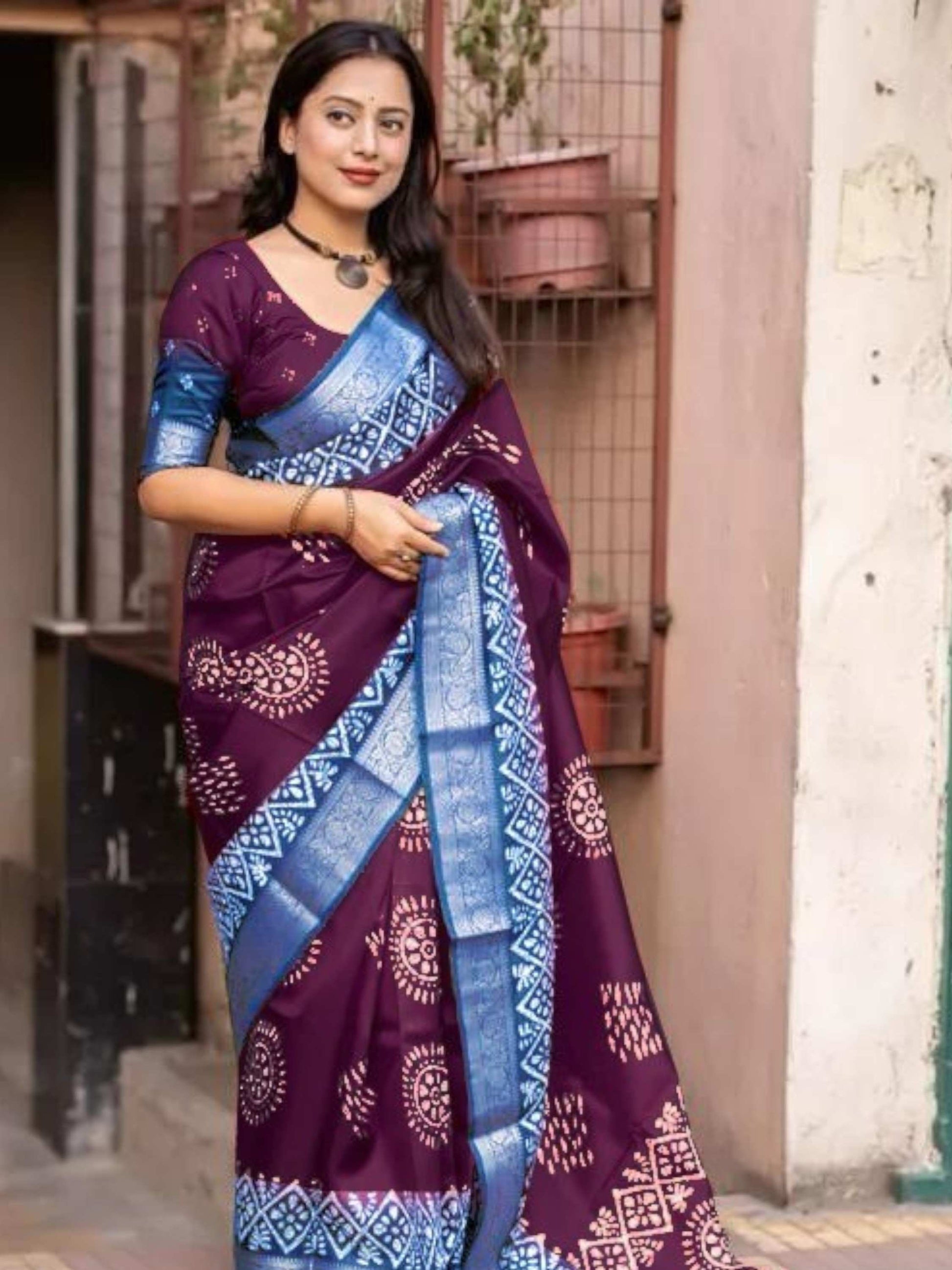 Wine Dola Silk Cotton Saree