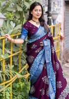 Wine Dola Silk Cotton Saree