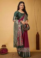Wine Dola Silk Cotton Saree
