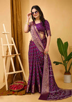 Wine Dola Silk Saree