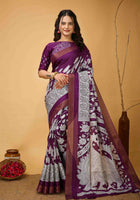 Wine Handloom Cotton Saree
