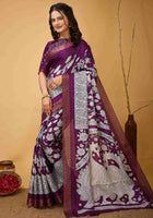 Wine Handloom Cotton Saree